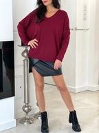 Sweterek Classic Dekolt V Bordo