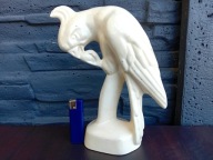 STARA DUŻA FIGURA FIGURKA PAPUGA KAKADU Striegau Strzegom ŚLĄSK 1900-1930r.