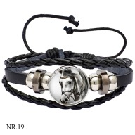 Skórzana bransoletka - Snap - Koń - regulowana długość, wymienne oczka