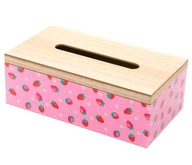 DREWNIANY POJEMNIK PUDEŁKO NA CHUSTECZKI CHUSTECZNIK Truskawki