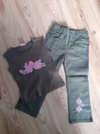 komplet dziewczęcy bluzka + spodnie 122 128 KHAKI