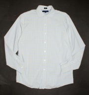 TOMMY HILFIGER_Cudna KOSZULA_niebieska delikatna kratka SLIM FIT_M