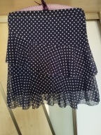 SPÓDNICA Z FALBANKĄ GRANATOWA W BIAŁE GROSZKI R.L/XL