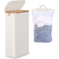 KOSZ NA PRANIE WĄSKI Z POKRYWĄ SCHOWEK NA UBRANIA 63L Z KLAPĄ WYSOKI 70cm