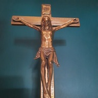 Vintage, Duży mosiężny krzyż stojący