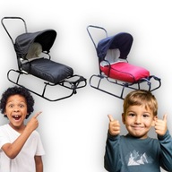 POLSKIE SANKI 5W1 (SANKI, ŚPIWOREK, PCHACZ, OPARCIE, BUDKA) GRANATOWE MOCNE