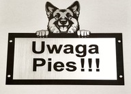 tabliczka laminat grawerski uwaga pies 20x20cm