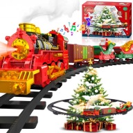 POCIĄG NA CHOINKĘ KOLEJKA ŚWIĄTECZNA GIRLANDA ŚWIATŁA I DŹWIĘKI 288 CM