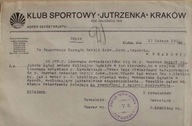JUDAIKA. Pismo KS Jutrzenka Kraków z1927 do KS Cracovia
