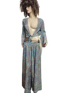 INDIA jedwabny komplet spódnico spodnie z bluzką 36/38