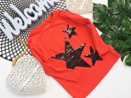 Name It - koralowa bluzeczka cekinowe gwiazdy r 80