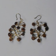 Unikalne kolczyki handmade z tygrysiego oka i mosiądzu