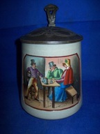 -OBNIŻKA-[@rd] -Secesyjny-Stary kufel--1/2L ok, 1880-r -27-