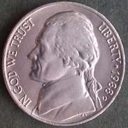 5 centów - 1988 "D" USA - T. Jefferson - Denver