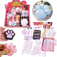 ZESTAW DO ROBIENIA GNIOTKÓW SQUISH SLIME OZDOBY FORMY FARBY KOCIA ŁAPA ŻEL