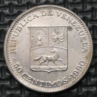 WENEZUELA [1536]*50 centymów 1990 Herb, Koń, Simón Bolívar, 50 CENTIMOS