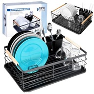 SUSZARKA OCIEKACZ DO NACZYŃ DUŻA STOJĄCA TALERZE SZTUĆCE CZARNA METAL XXL