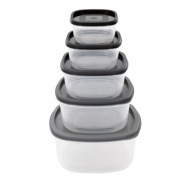 Pojemniki na Żywność z Pokrywką 5 sztuk Zestaw Szary Jedzenie Do Pracy