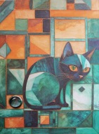 Obraz Awarela Kot Rosyjski Niebieski