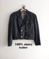 KURTKA SKÓRZANA DAMSKA CZARNA SKÓRA RAMONESKA SZEROKIE RAMIONA PREMIUM L 40