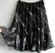 Spódnica czarna kliny szaroczarny wzór szeroki dół maxi 50/56