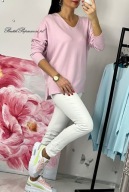 SWETER ITALY BASIC CLASSIC DEKOLT V LILA