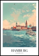 A2 PLAKAT MIASTO HAMBURG NIEMCY GERMANY RZEKA ŁABA
