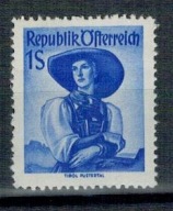 Austria 1948 Znaczek 910 ** stroje ludowe