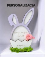 Zajączek na Wielkanoc, personalizowany prezent, grawer, mech dekoracyjny