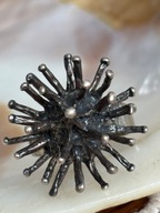 Pierścionek obrączka stary srebrny jeżyk modernistyczny