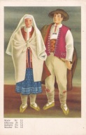 KARTA POCZT.: POLSKIE STROJE LUDOWE GÓRALI . BESKID ŚLĄSKI.