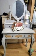 Toaletka drewniana z lustrem 140 cm, shabby chic, vintage, stylowa