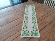 FOLKOWA NATURALNA SERWETA BIEŻNIK HAFT KRZYŻYKOWY BORÓWKI VINTAGE 26x106DW