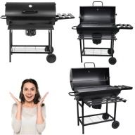 GRILL WĘGLOWY DUŻY OGRODOWY POPIELNIK TERMOMETR PÓŁKI KÓŁKA POKRYWA