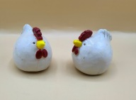 Dwie tłuściutkie kurki - ręcznie wykonane z ceramiki - kolekcjonerskie