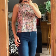 Pull&bear różowy top kwiaty wiązanie 36 S