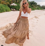 Luksusowa Spódnica Maxi z Falbanami - ZARA XS-S