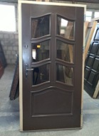 DRZWI Zewnętrzne Drewniane Sosnowe Wejściowe 107x208cm Szprosy