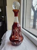 DUŻA KARAFKA KRYSZTAŁOWA BURSZTYNOWA SZLIFOWANA IRENA INOWROCŁAW