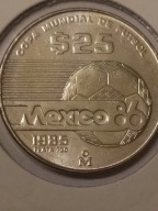 MONETA srebrna 25 Peso - MEKSYK ; Mundial 1985r
