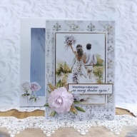 Piękna kartka ślubna w pudełku - ręcznie robiona