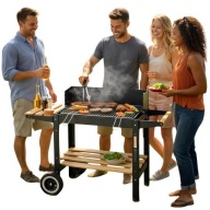 GRILL WĘGLOWY OGRODOWY DUŻY SMART ROŻEN RUSZT PÓŁKI KÓŁKA MOCNY STALOWY