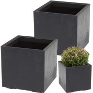 Kwietnik Karo Eco recycled 400x400 antracyt - Eko donica na kółkach Lamela