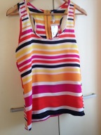 36 38 M bluzka bokserka paski różowo pomarańczowe