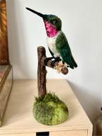 Koliber z wełny, oryginalna figurka rękodzieło, realistyczna podobizna