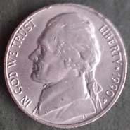 5 centów - 1990 "P" USA - Thomas Jefferson