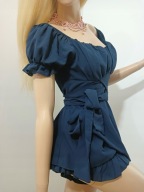 SEXY KOBIECY kombinezon HISZPANKA SPODENKO-SPÓDNICA bufki pin up RETRO M