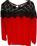 Bluzka czerwona z czarna koronka uniwersalna tak na 42-44