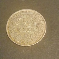 1/2 MARKI 1907 r. /SREBRO / J