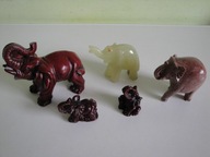 Figurki kolekcja słoń trąba góry onyks kamień 5szt